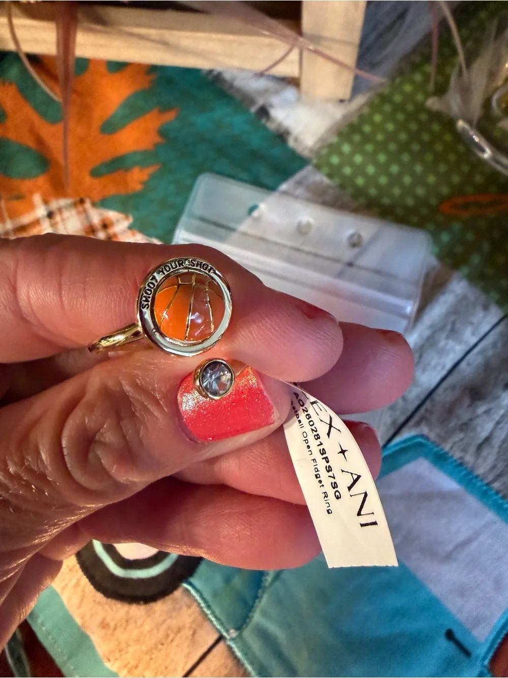 Alex + Ani Orange Enamel Inspirational Ring - 'Take Your Shot'. Basketball ring